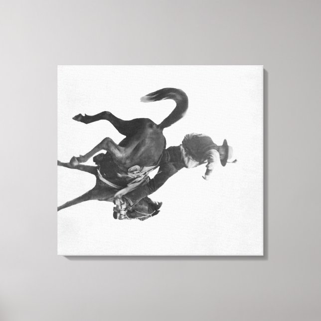 Toile Cowboy Ned Coy Riding Bucking Bronco Nommé (Recto)