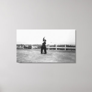 Toile Cowboy Pratiquant Ses Compétences Lasso