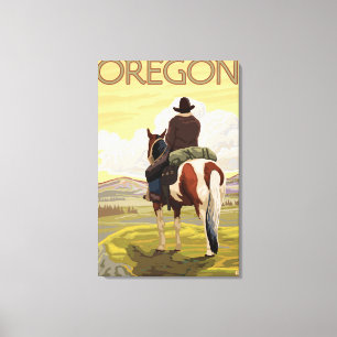 Toile Cowboy sur Horseback Vintage voyage Poster