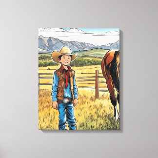 Toile Cowboy Western Rancher Boy's Bedroom Art graphique