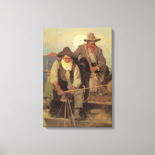 Toile Cowboys vintages, l'étape de salaire par OR Wyeth