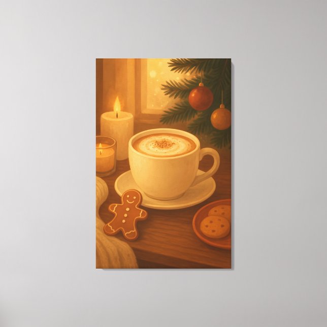 Toile Cozy Holiday coffee Stretched Canvas Print (Recto)