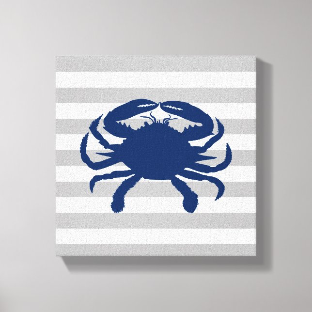 Toile Crabe bleu marine gris et rayures blanches (Recto)