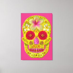 Toile Crâne à fleurs 8