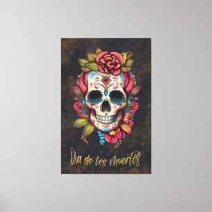 Toile Crâne à sucre floral Día de los Muertos espagnol