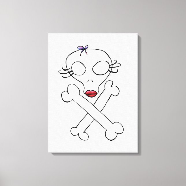 Toile Crâne Alien Fille Mignonne Os Croisés (Recto)