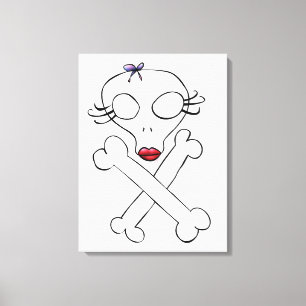 Toile Crâne Alien Fille Mignonne Os Croisés