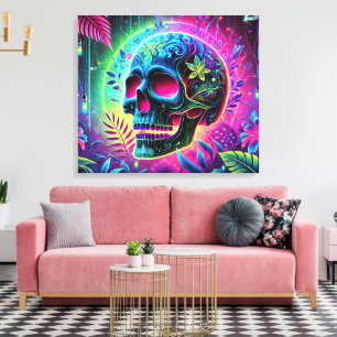 Toile Crâne coloré 3D