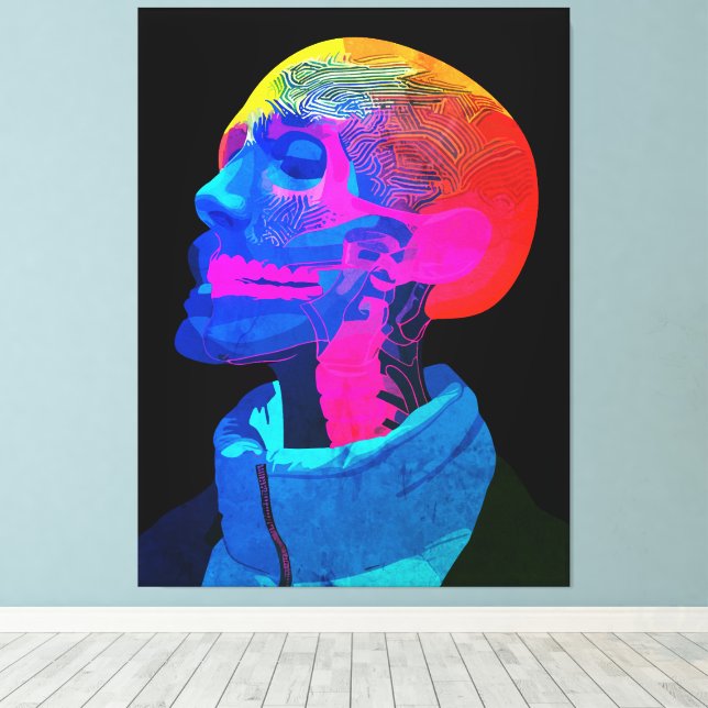 Toile Crâne Cyber – Art d'anatomie futuriste (Insitu (Plancher de Bois))