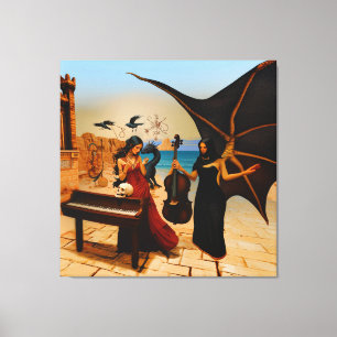 Toile Crâne de dragon Abstrait Occulte Cuisine foncée AI