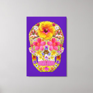 Toile Crâne de fleurs 4 - Tropical