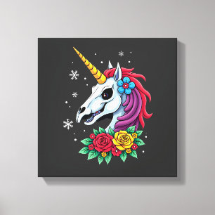 Toile Crâne de sucre de licorne Art mexicain, T-Shirt de