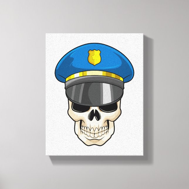 Toile Crâne en tant qu'officier de police avec casquette (Recto)