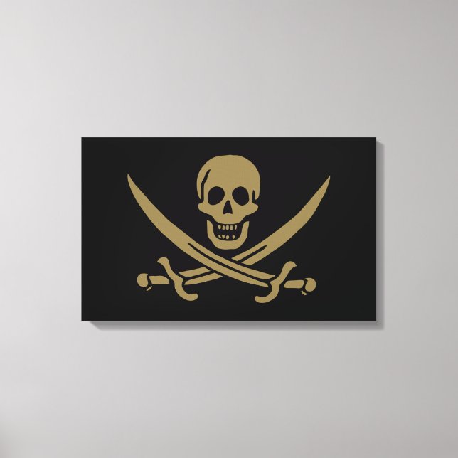 Toile Crâne et épées d'or Drapeau pirate de Calico Jack (Recto)