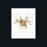 Toile Crâne et fleurs de cerfs<br><div class="desc">Crâne cerf & fleurs I par Naomi McCavitt. Il comprend un crâne de cerf avec des fleurs et des plumes placées sur sa tête.</div>