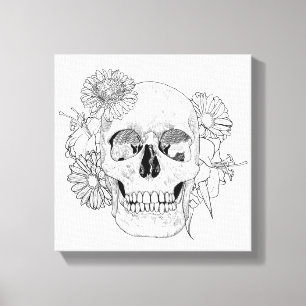 Toile Crâne et fleurs inspirés 6