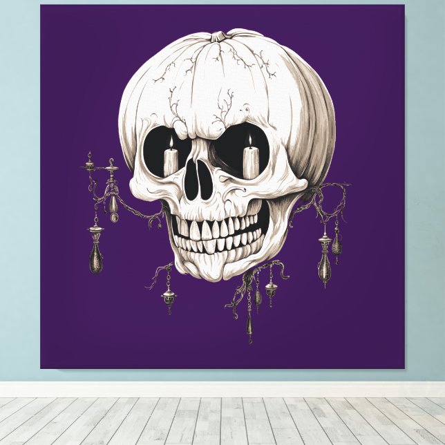 Toile Crâne fondu d'Halloween effrayant avec imagerie de (Insitu (Plancher de Bois))