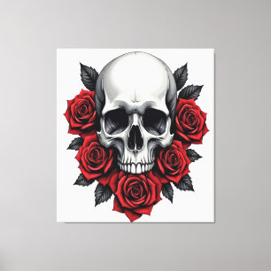 Toile Crâne gothique et rouge rose foncé