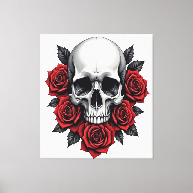 Toile Crâne gothique et rouge rose foncé (Recto)