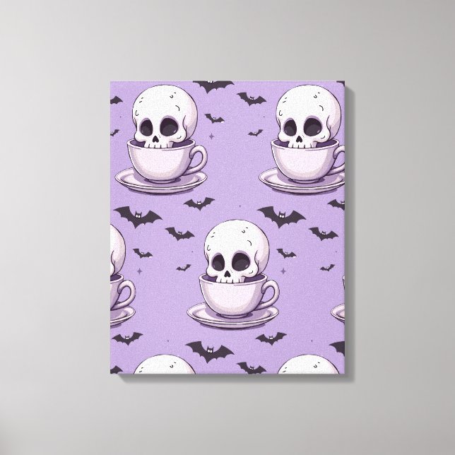 Toile Crâne Pastel Goth dans une tasse à thé (Recto)