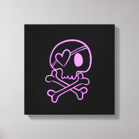 Crâne rose clair et os croisés avec oreille cardia