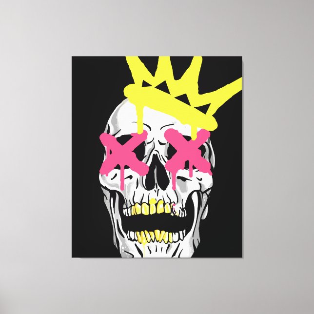 Toile Crâne Royal : Couronne Rose aux Yeux-X Art (Recto)