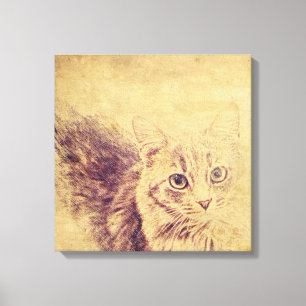 Toile Crayon amoureux des chats mignon croquis gris tabb