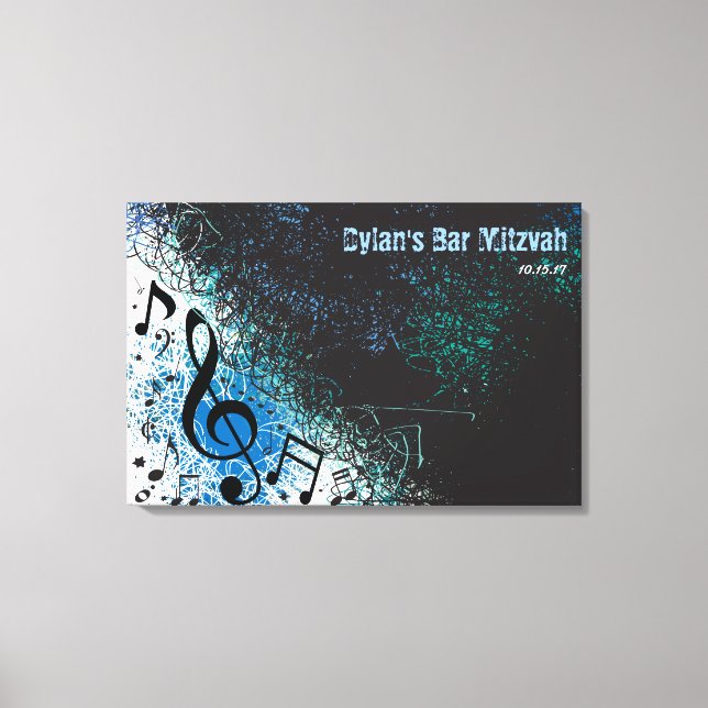 Toile CRAZY MUSICAL NOTES Bar Mitzvah Panneau d'ouvertur (Recto)