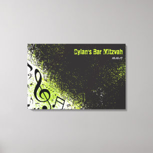 Toile CRAZY MUSICAL NOTES Bar Mitzvah Panneau d'ouvertur