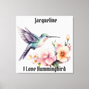 Toile Créer votre propre couleur d'eau Hummingbird Nom p