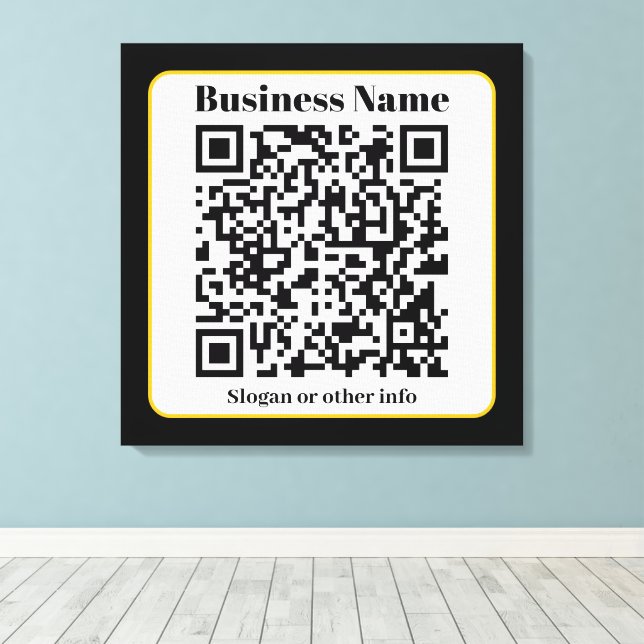 Toile Créez votre propre code QR | Bordure noire blanche (Insitu (Plancher de Bois))