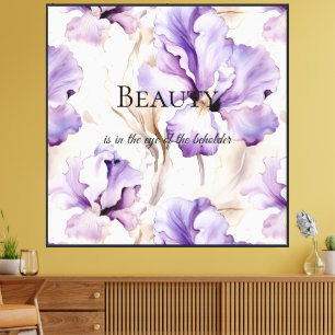 Toile Crème violette romantique Iris Citation de beauté