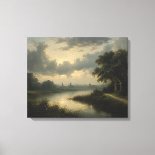 Toile Crépuscule sur le canal hollandais