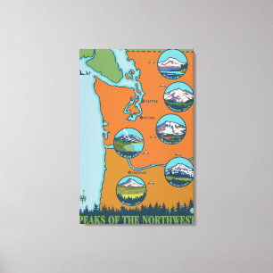 Toile Crêtes du nord-ouest - 5 montagnes différentes