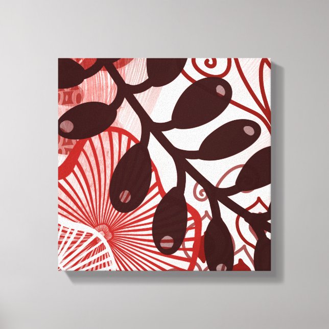 Toile Crimson Currents – Art botanique abstrait moderne (Recto)