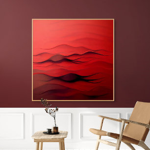 Toile Crimson Flow – Vagues rouges abstraites de mouveme