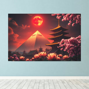 Toile Crimson Moon : Sanctuaire de Lotus