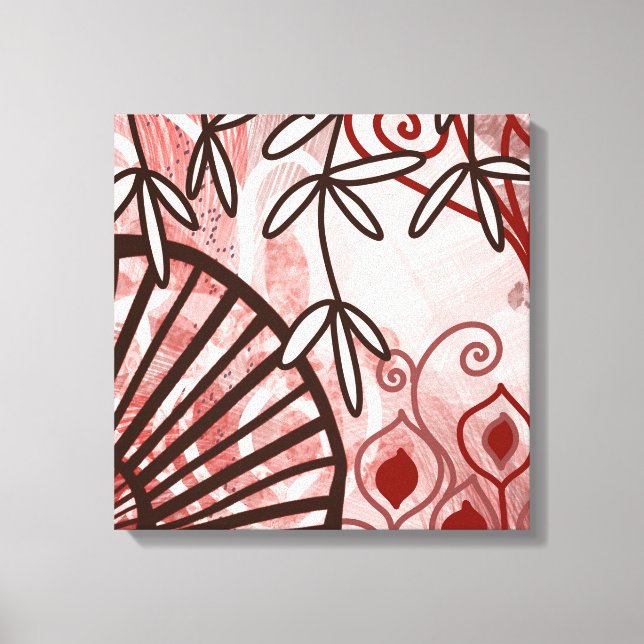 Toile Crimson Veil – Abstract Botanical Art Print (Recto)