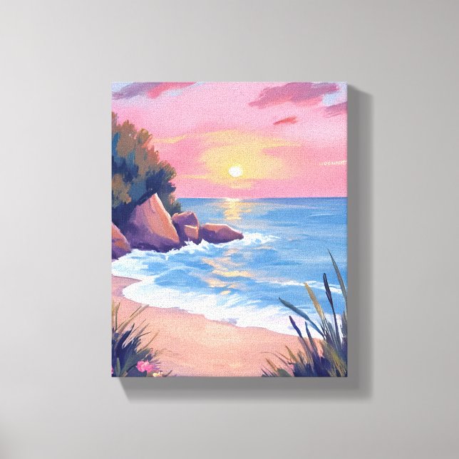 Toile Crique Paradisiaque | Coucher de soleil aux vagues (Recto)