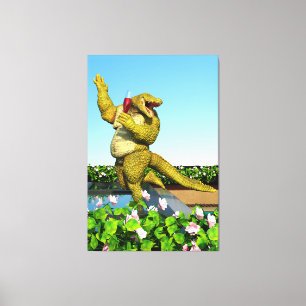 Toile Crocodile drôle Champagne Fête Piscine Art
