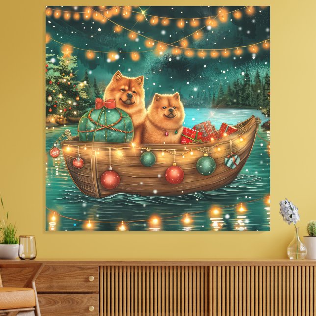 Toile Croisière festive de Noël du Chow Chow (Insitu(Salon))