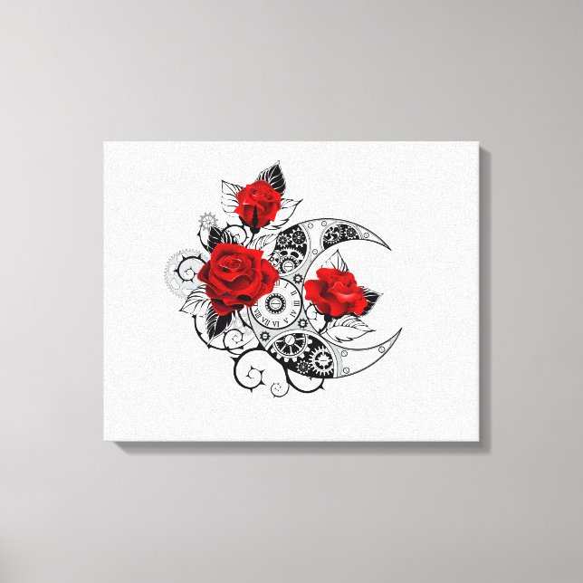 Toile Croissant mécanique avec roses rouges (Recto)