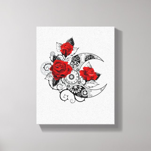 Toile Croissant mécanique avec roses rouges (Recto)
