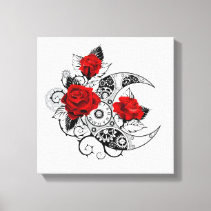 Toile Croissant mécanique avec roses rouges
