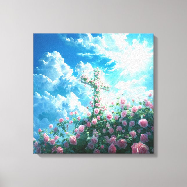 Toile Croix Chrétienne & Roses Sur La Colline Saint-Espr (Recto)