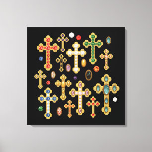 Toile Croix de pierres de naissance fausses et pierres p