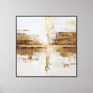 Toile Croix dorée sur tons blancs et terreux – Art abstr