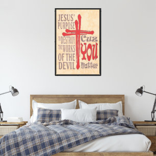 Toile Croix du Christ sang rouge gouttes Cuz You Matt