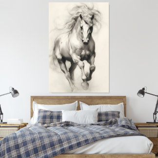 Toile Croquis au crayon de cheval courant éthéré