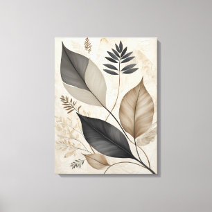 Toile Croquis botanique neutre en feuilles et en fleurs